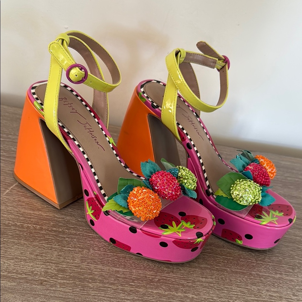 Betsey Johnson Pink and Orange Women's Platform Sandals